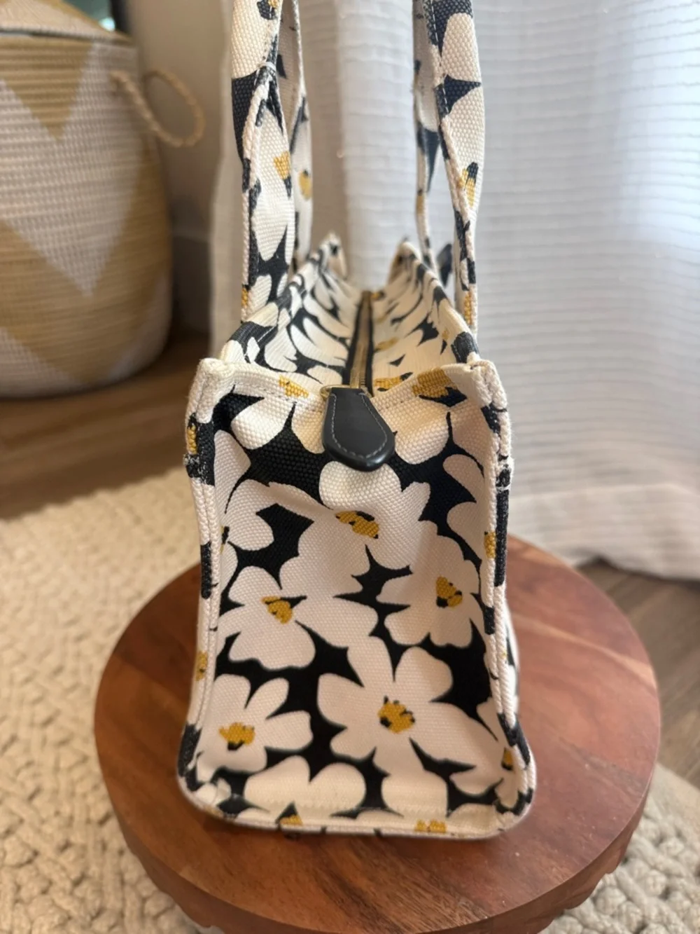 Coach Floral Cargo ToteBlack  Floral Canvas  Tote 26 with Gold Accents - Picture 8 of 14